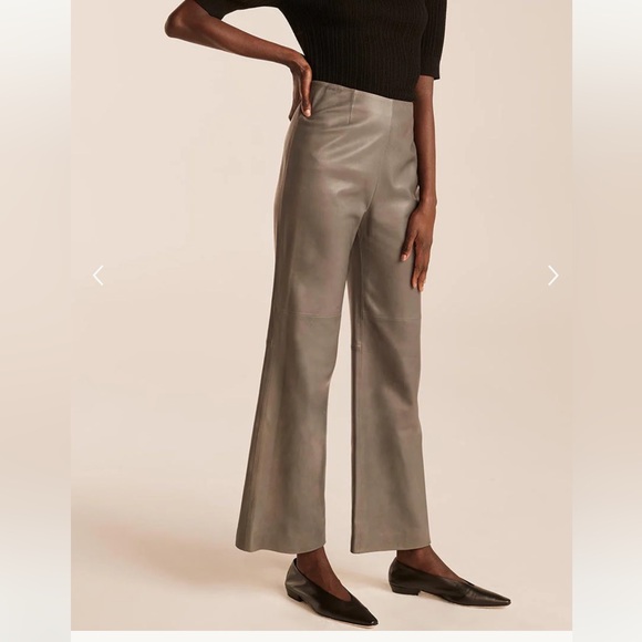 Rebecca Talyor Black Lamb Leather Highwaisted Wide Women's Ankle Pants, Sz 8 - Picture 15 of 16